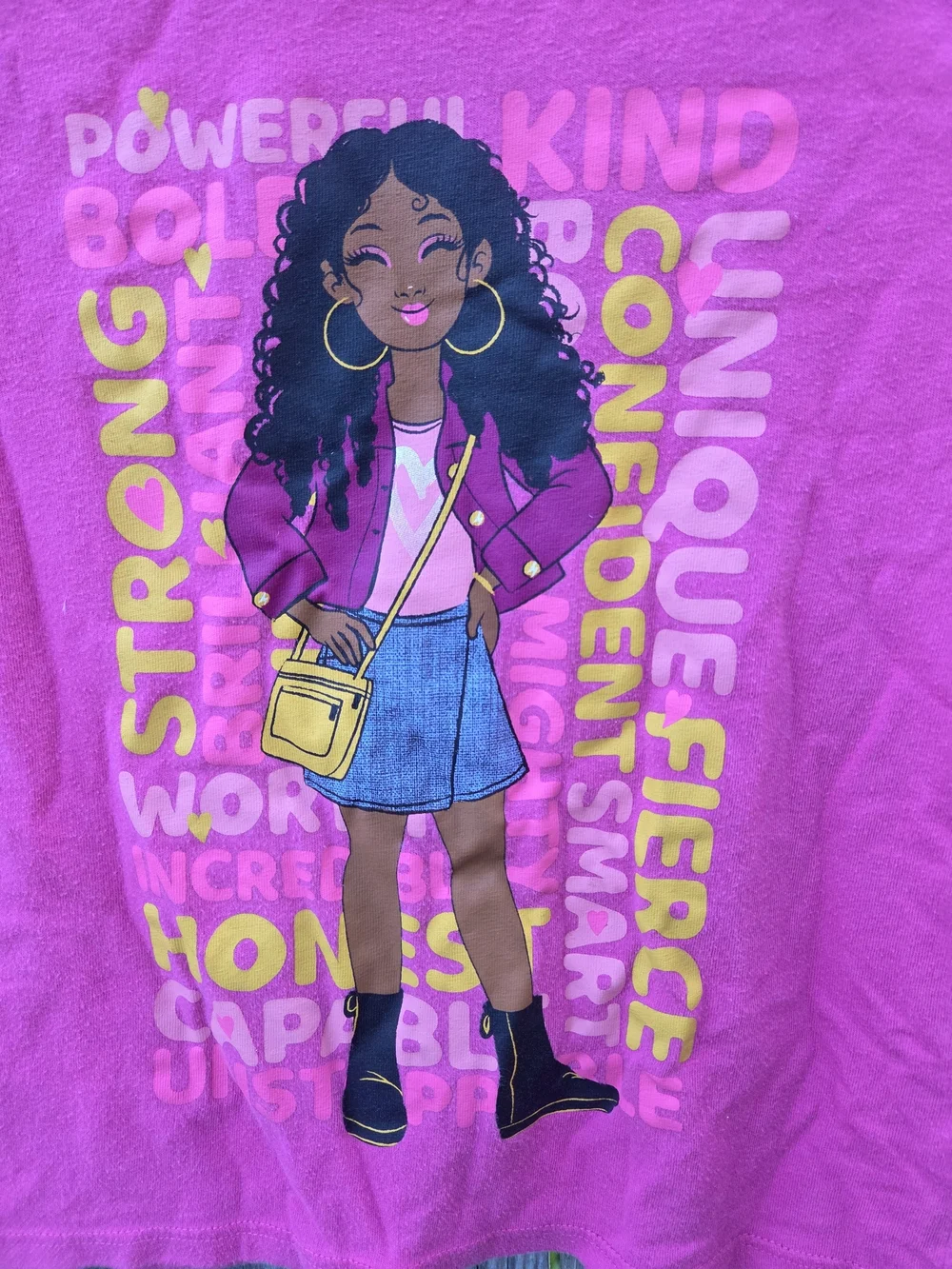 Childrens Place Girls' Pink Graphic Tee with Confident Character Design
